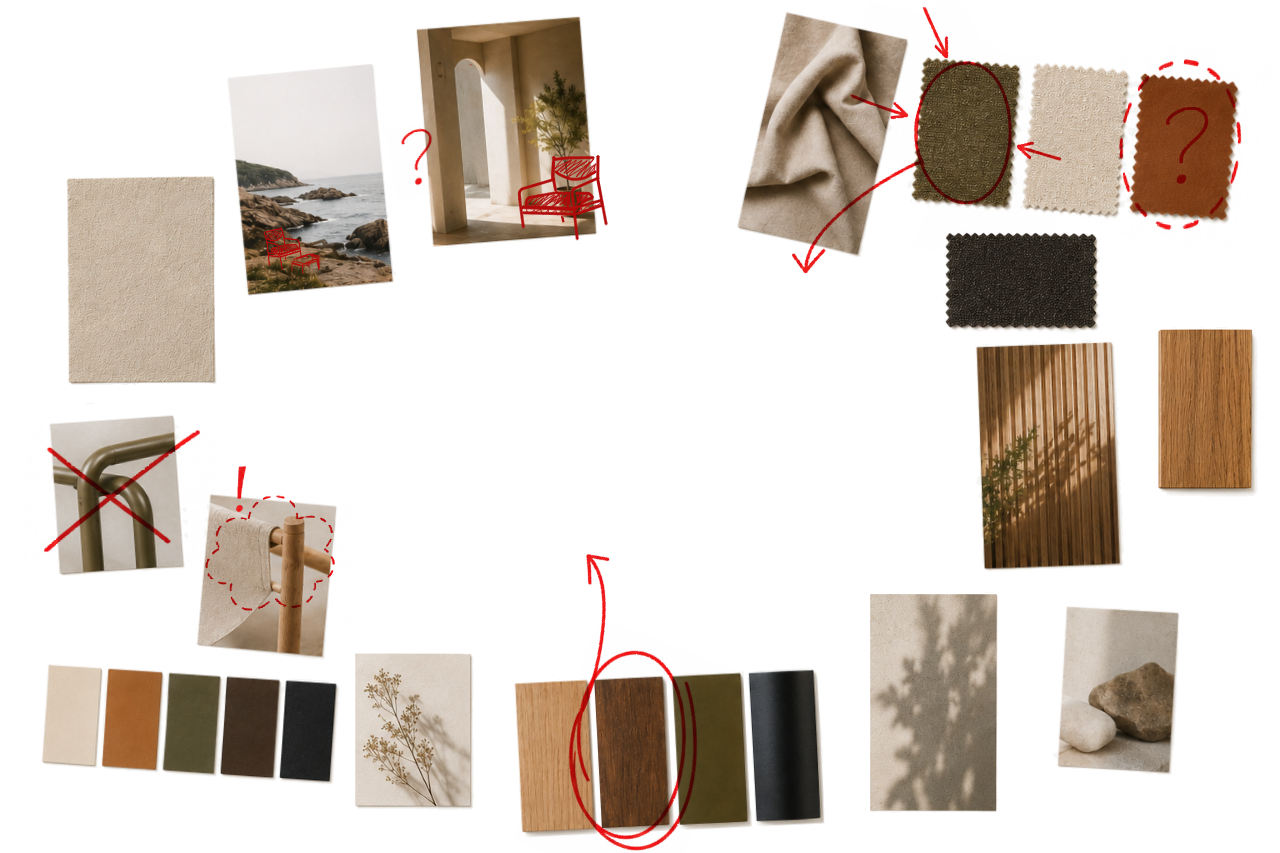 Design artifacts — swatches, sketches, references
